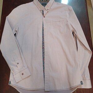 7 Diamonds Mens Large Parisian Skies Button Down Shirt Purple Floral Long Sleeve